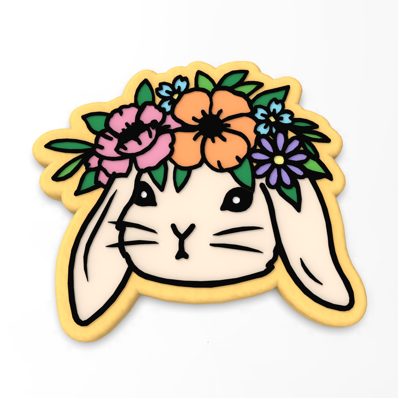 Bunny with Headpiece Cookie Cutter & Stamp #1 | Rabbit Spring Easter Flower gallery