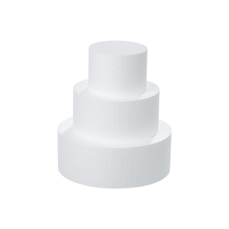 3 Tiers Round Foam Cake Dummies Set 4/6/8 Inch White Fake Practice 9″ Tall