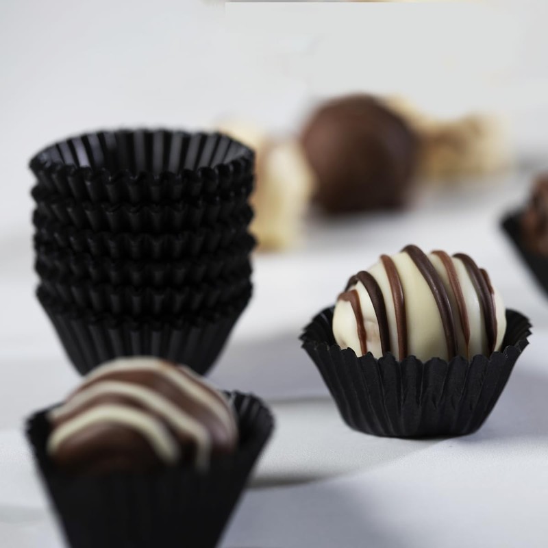 200pcs Black Glassine Paper Candy Cups, No.4, 1x3/4, Chocolate, Baking
