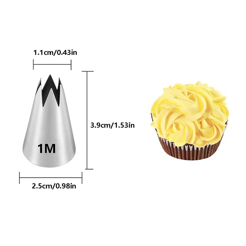 Large Piping Tips Set,Icing Tips with 1M Open Star Decorating Tip,2D Drop Flo... gallery