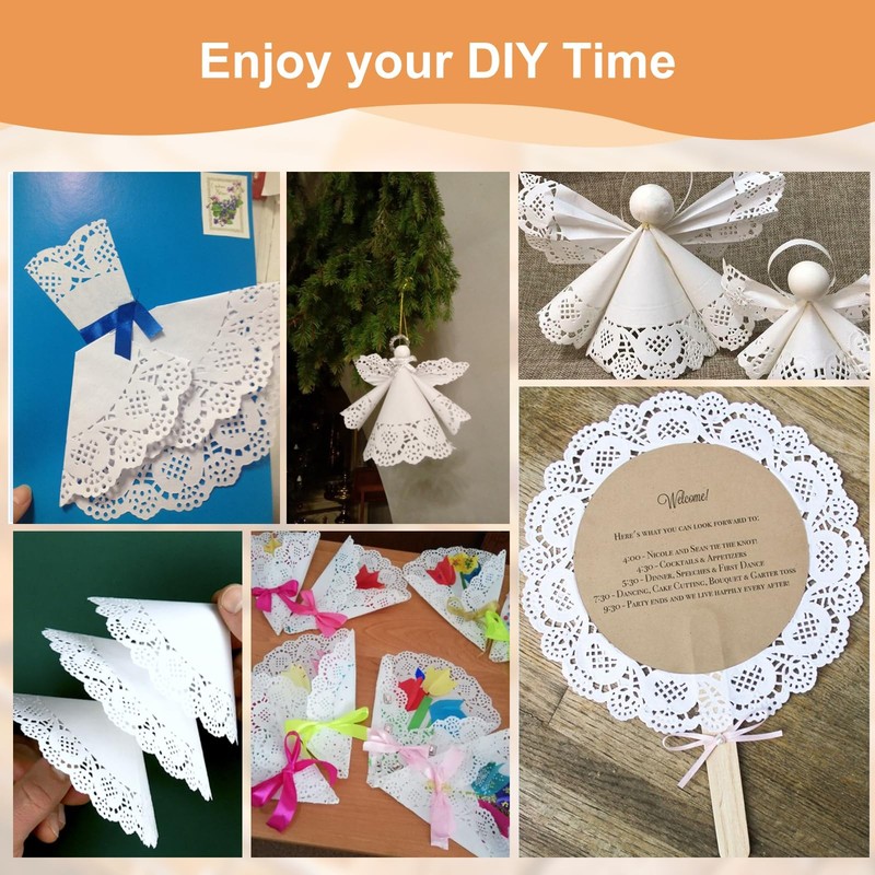 PECULA Paper Doilies, 200 Pack White Lace 6.5, 8.5, and 10.5/200P, gallery