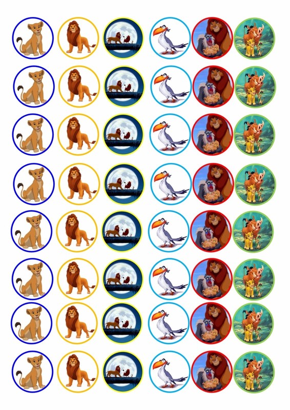 48 MINI LION KING CUPCAKE WAFER RICE EDIBLE FAIRY CAKE TOPPERS