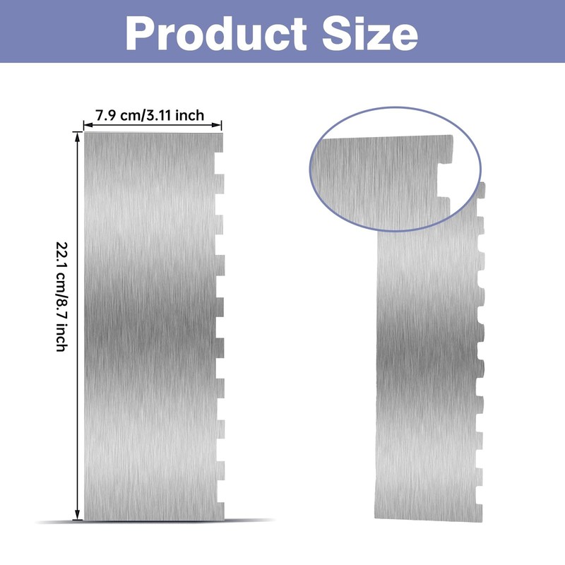 9 Inch Stainless Steel Cake Scraper Sided Patterned Edge Cream Smoother Comb gallery