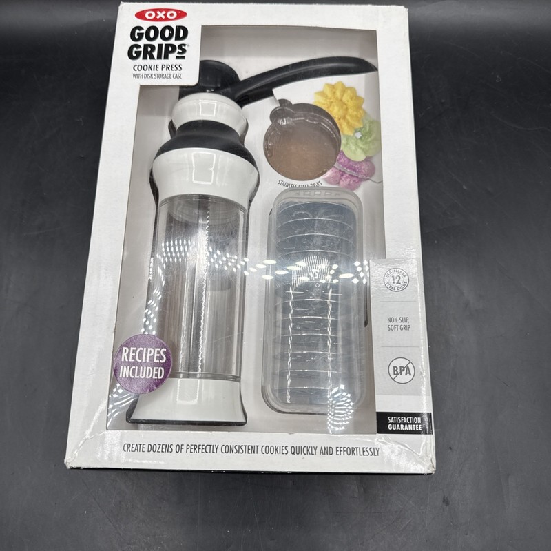 OXO Good Grips Cookie Press Set With Disk Storage Case 12 Discs Recipe Book gallery