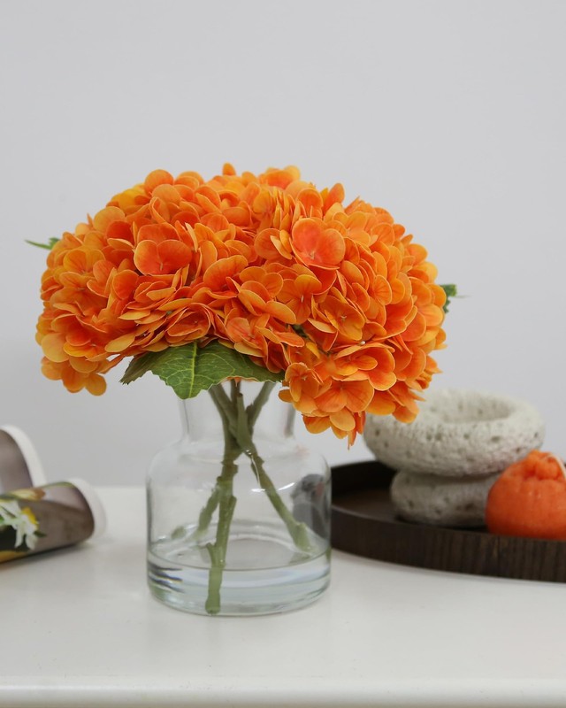 Chasmile Lifelike Artificial Hydrangea Arrangement In Decorative Vase – Real