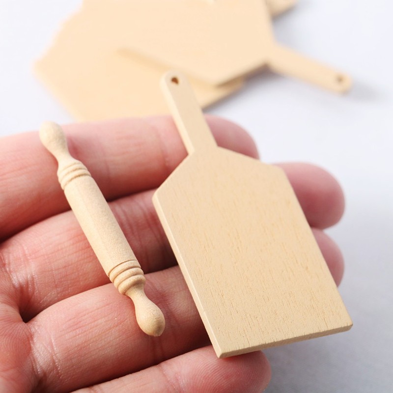 Mini Rolling Pin And Mini Board For Kids Doll House Decoration Toy gallery