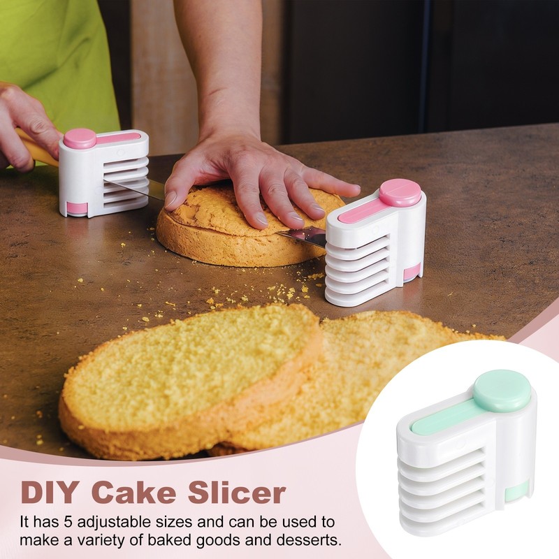 4 Pcs Cake Leveler Slicer, DIY Cake Slicer, 5 Layers Bread Leveler, Light Green gallery