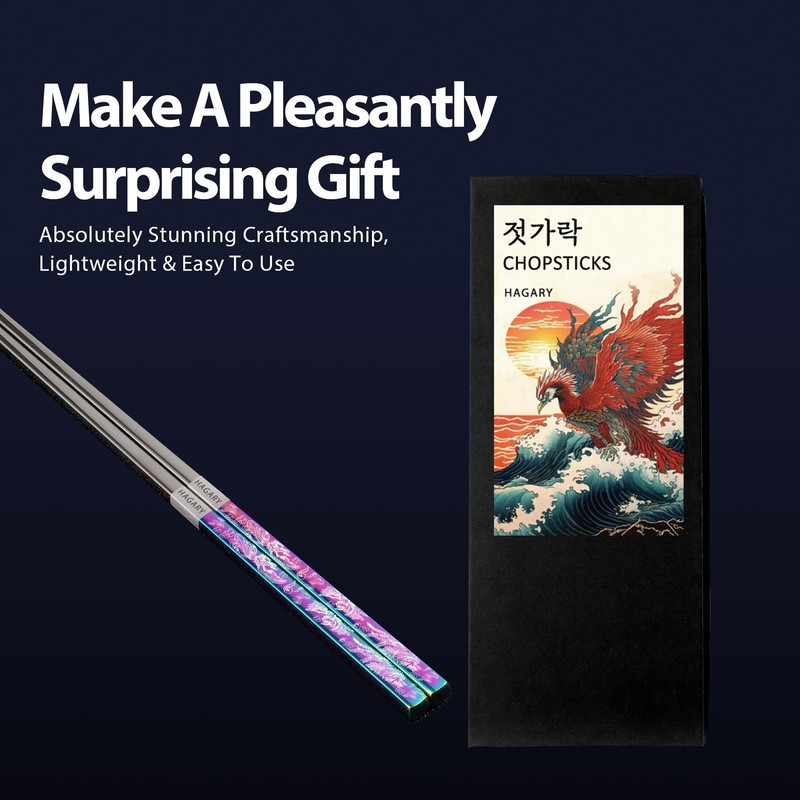 Phoenix Chopsticks Metal Reusable Designed In Korea Japanese Style Stainless ... gallery