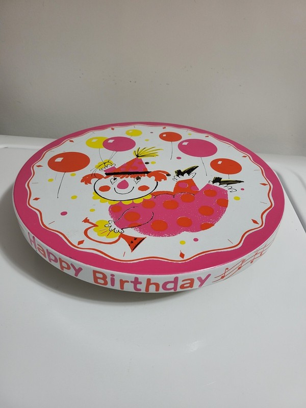 Vtg Fabcraft Musical Birthday Cake Plate Clown Happy Birthday Kids Cake Stand