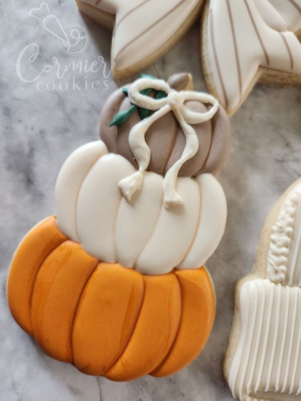 Fall Stacked Pumpkins with floral leaves Cookie Cutters gallery
