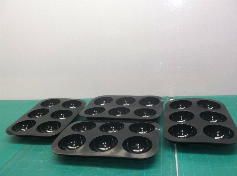 6-Cavity 4 Pack Semi Sphere Circle Silicone Baking Mold, round baking mold black