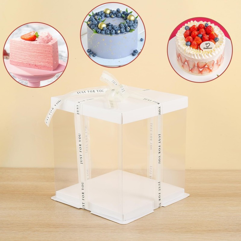 7" X 7" X 8" Ideal for 4" and 5" Inch Layer Tiered Cakes ,6 Pcs Transparent C... gallery