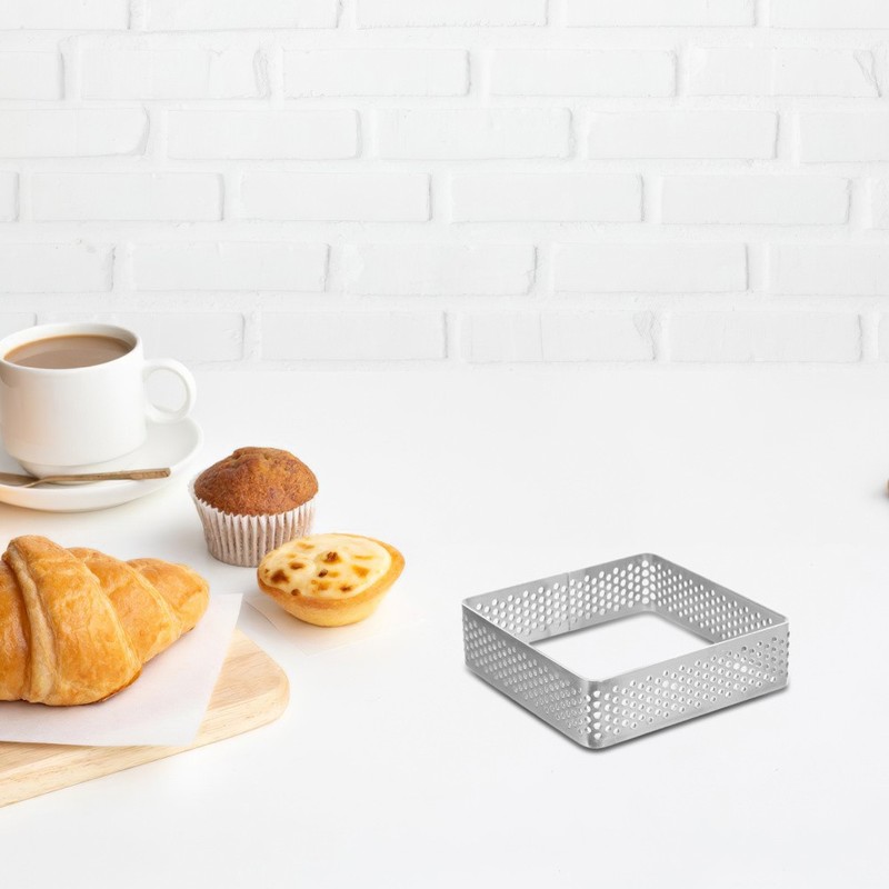 3 Pcs Mousse Rings Stainless Steel Perforated Tart Cheese Cake Pie