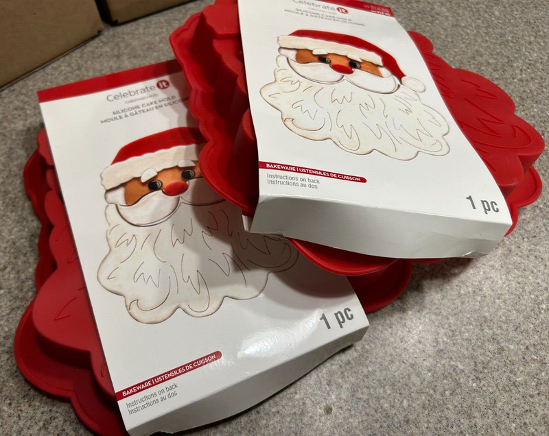 Lot of 2- Celebrate It Santa Claus Cake Mold – Silicone Christmas Baking