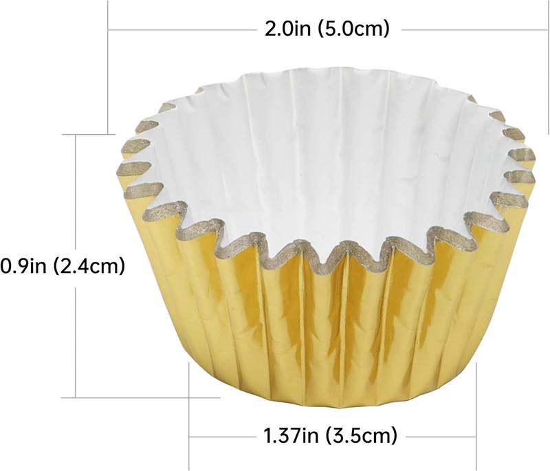 Non-Stick 400Pcs Gold Mini Cupcake Liners for Baking, Mini Size Foil Muffin Line gallery