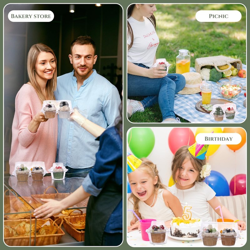 Maxdot 150 Pcs Clear Individual and 2 Count Cupcake Containers Plastic Cupcak... gallery