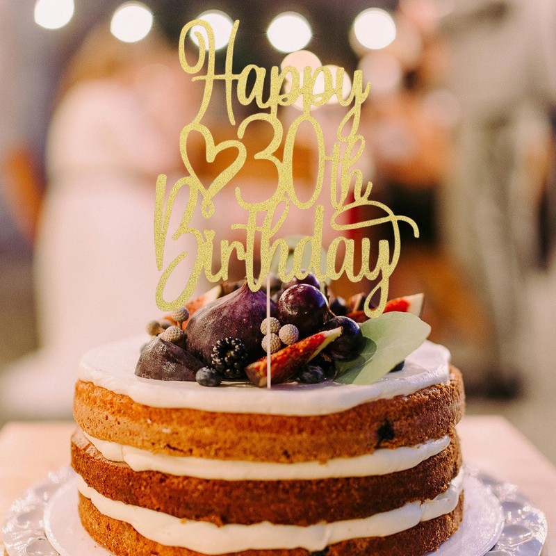 10pcs Paper Cake Topper Insert Decorations for 30th Birthday Anniversary Party