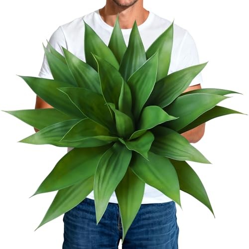 Artificial Plants Fake Agave Succulent Plant 28 Inch Big Size Faux 28Inch 1