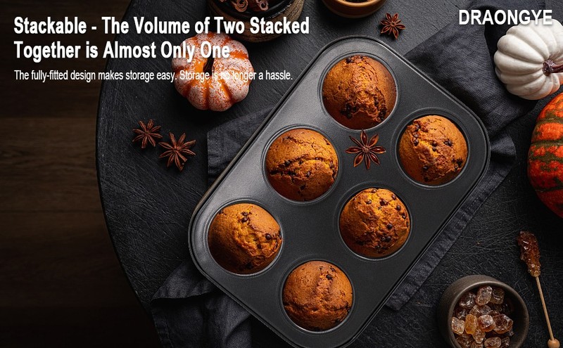 2 Packs Round Muffin Baking Pan, Premium Steel Muffin Pan for Baking, Cupcake gallery