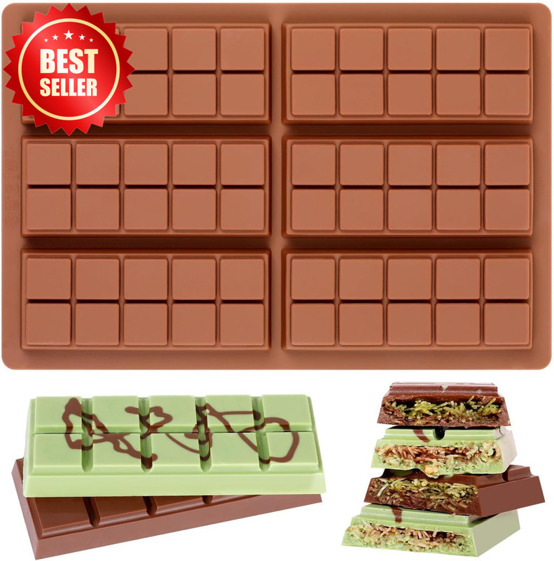 Chocolate Bar Mold Non-Stick Food Grade Silicone Deep Dubai Pistachio Snacks US