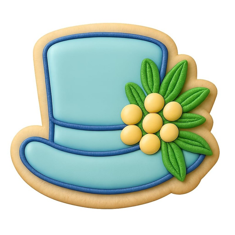 Floral Adorned Top Hat Cookie Cutter & Stamp, Fondant & Clay - 4x3.8 gallery