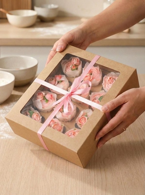 12 Cupcake Containers 20 Pack Brown 12 Count Boxes Window Carrier 13x10x3.5 gallery