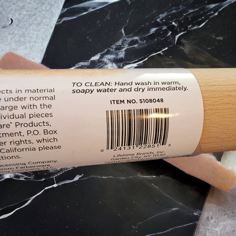 Farberware French Beech Wood Rolling Pin, 18 inch, Natural new T03 gallery