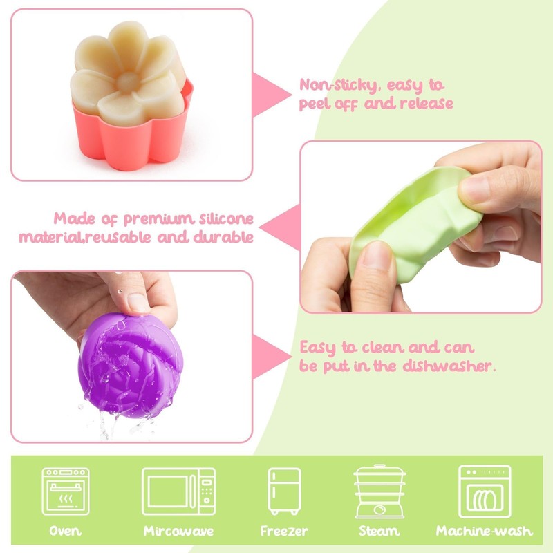 42Pcs Mini Size Silicone Molds, 2 x 0.8 inch Cupcake Multi Flower Shapes Baki... gallery