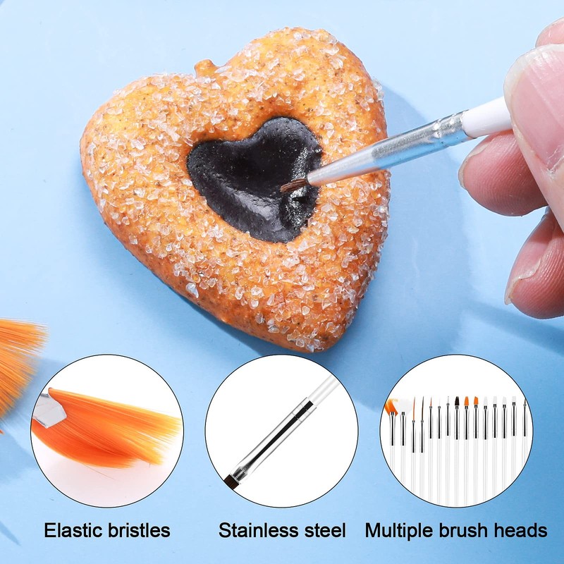 15 Pcs Cake Painting Brushes Food Safe Decorating Brush Kit White gallery