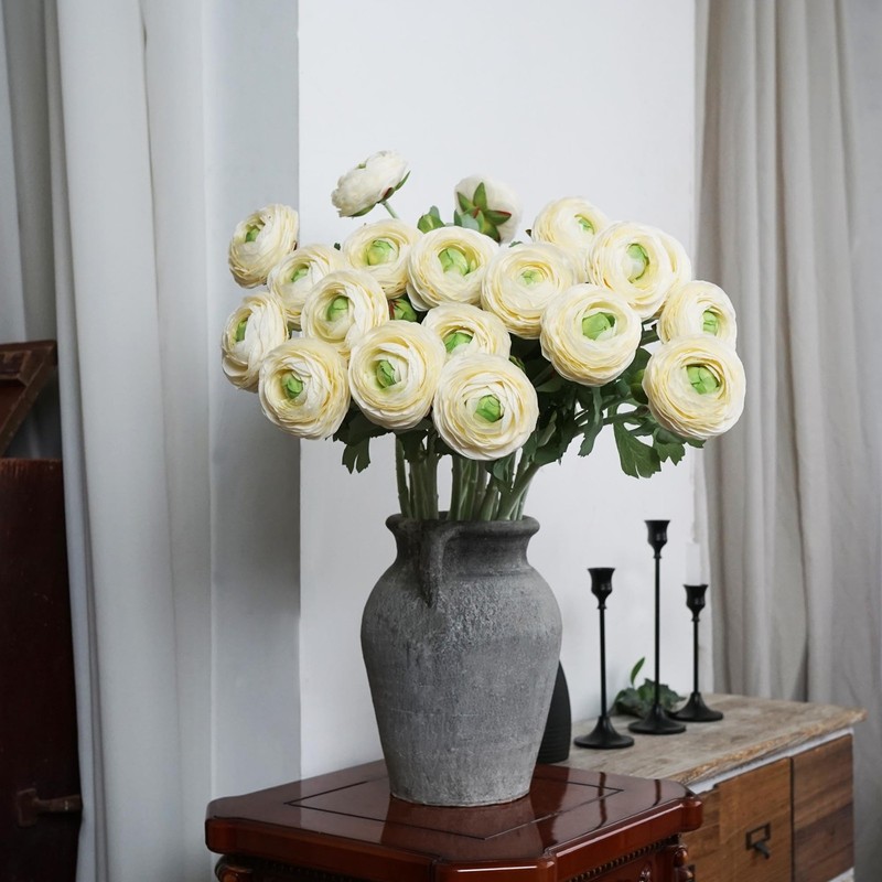 Voeligt 10Pcs Artificial Ranunculus Flowers Real Touch Faux Flowers For Vase gallery