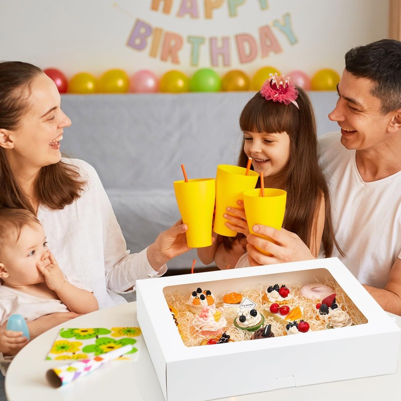 Moretoes 10pcs 19x14x4in Half Sheet Cake Boxes with Window, White Cookie Boxe... gallery