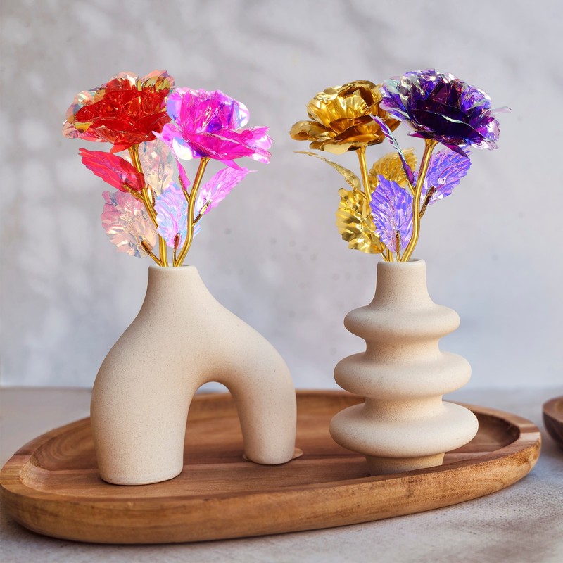 6 Pcs 24K Colorful Gold Rose, Artificial Roses Flowers, Gold gallery