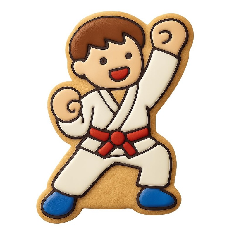 Karate Boy Celebrating Victory Cookie Cutter & Stamp, Fondant & Clay - 4x3 gallery