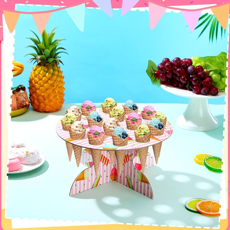 2 Pack 16 Holes Ice Cream Cone Holder Stand Decoration Cardboard Ice Cream Ta... gallery