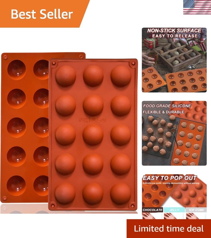 Heat-Resistant Semi-Sphere Silicone Molds: Non-Stick 2-Pack for Easy Baking