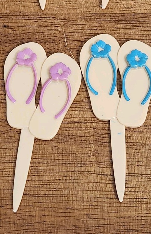 24 Flip Flop Sandals Cupcake Pick Bday Party Toppers Summer Beach Ocean Luau NEW gallery