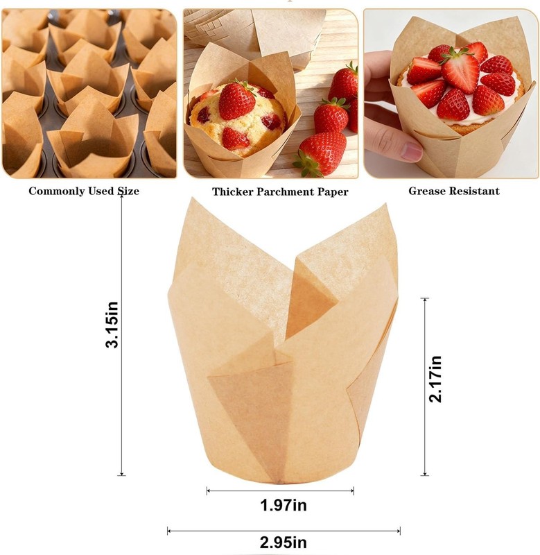 Tulip Cupcake Liners Natural Brown Parchment Paper 400 Count Disposable Baking gallery