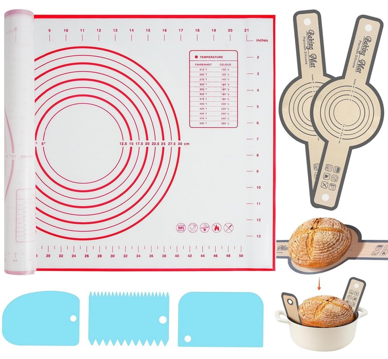 Silicone Baking Mat 16″ x 24″ – 2 Pcs Bread 23.6″L x 15.7″W, Red