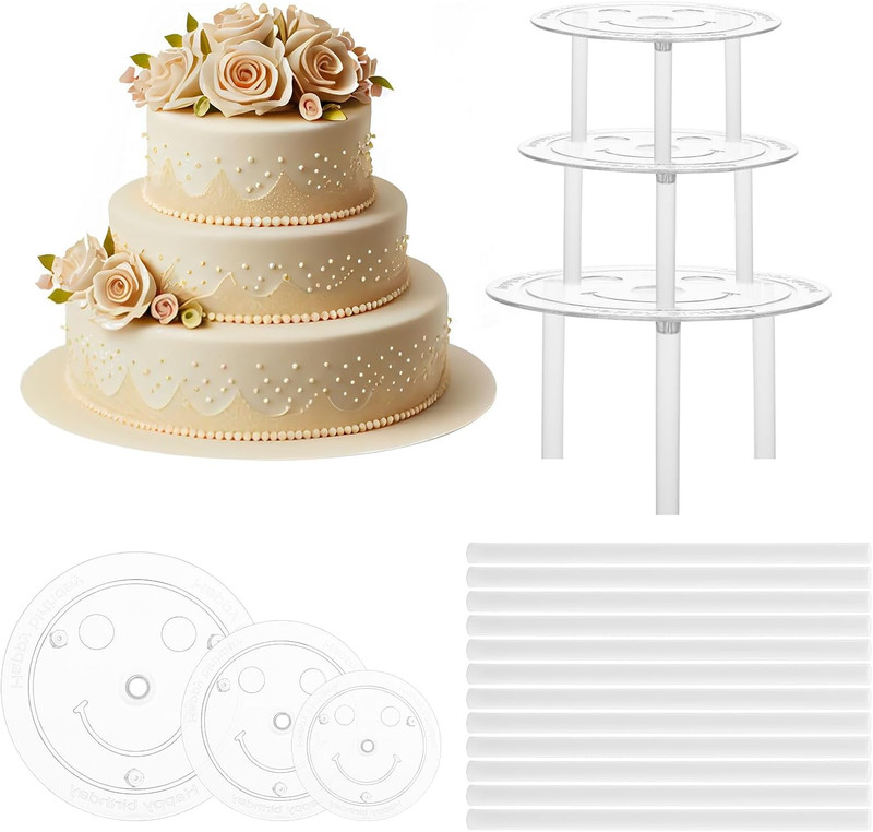 18 Pieces Cake Dowel Rods Set, 15 Pcs Cake Dowels Rods with 3 Pcs Cake Boards (6 gallery