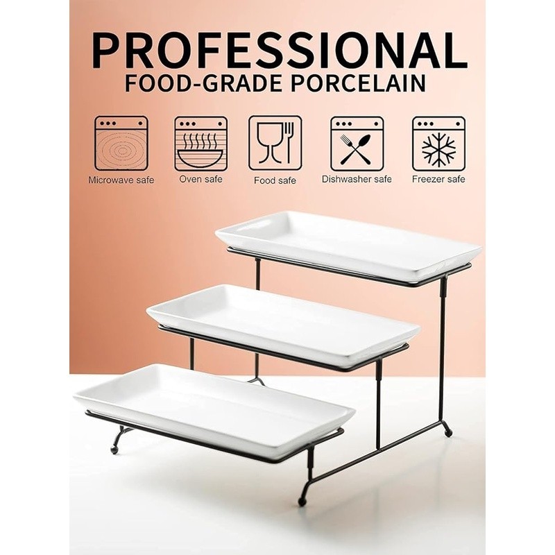 3 Tier Porcelain Serving Stand Stackable Display Cakes Appetizers Parties New gallery
