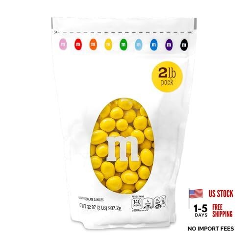 M&M'S WORLD Peanut M&M’s chocolate candy 2 lb bag – bright snack for 2LB Yellow
