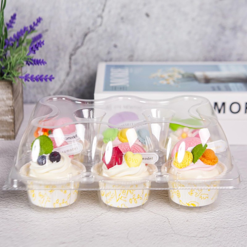 6 Count Cupcake Containers 30 Pack Cupcake Holders Clear Plastic Stackable Cu... gallery
