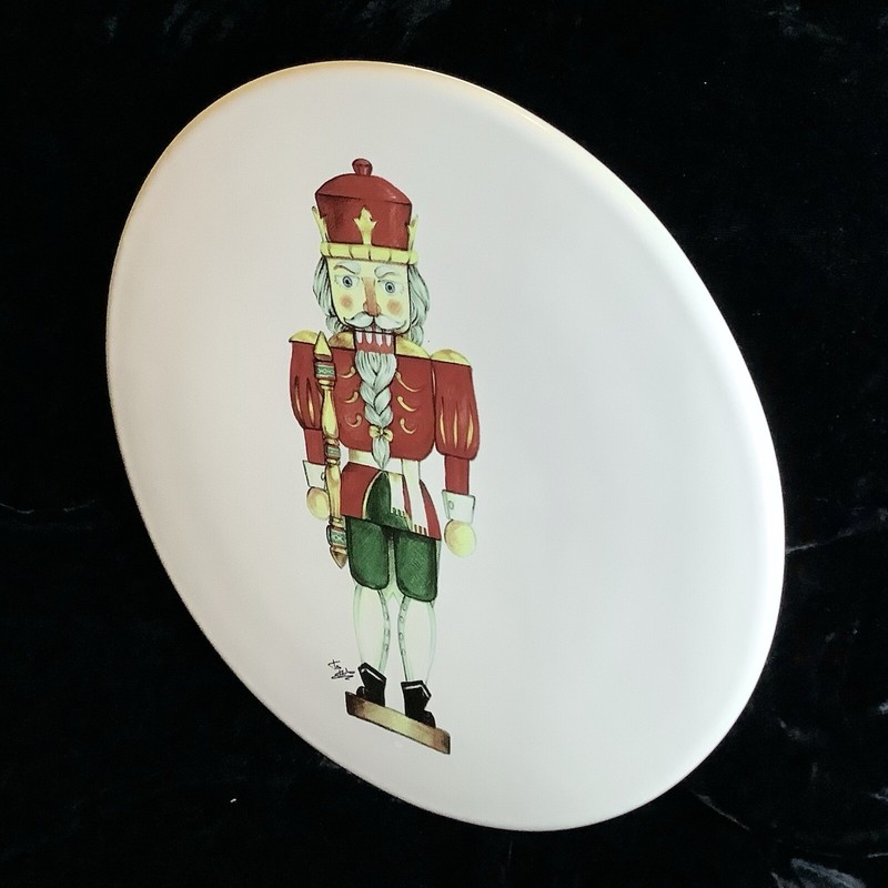 Nutcracker Cake Plate Italy Ceramiche Noi Platter Riser Signed Christmas Holiday gallery