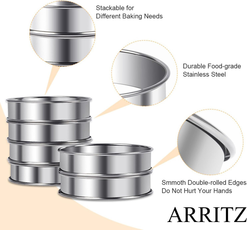 4inch English Muffin Rings, 6pcs Double Rolled Stainless Steel Crumpet Tart Ring gallery