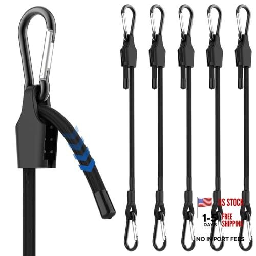 6 Pcs Adjustable Bungee Cord with Hooks – Easy to Adjust from 7″ to 72″