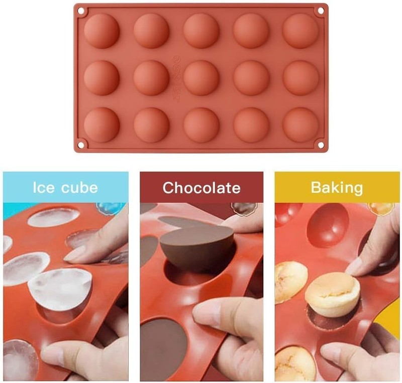 Small 15-Cavity Semi Sphere Silicone Mold, 3 Packs Baking Mold for Making Cho... gallery