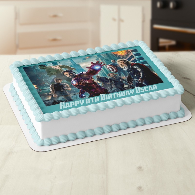 Marvel Avengers Superhero Rectangle Square A4 A3 Edible Icing Cake Topper
