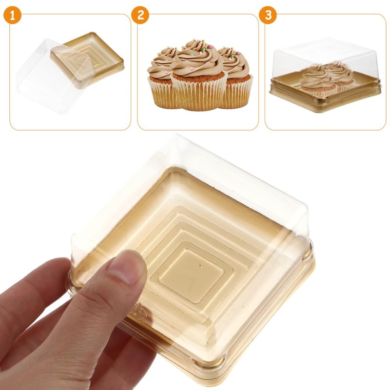 DOITOOL Square Plastic Moon Cake Box with Lid Clear Food Storage Container fo... gallery