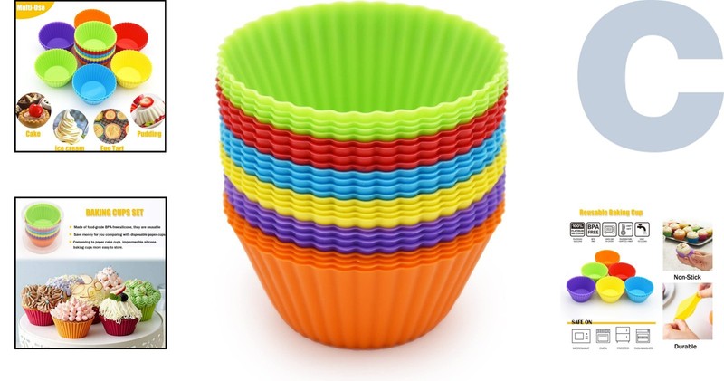 24 Pack Reusable Silicone Cupcake Baking Cups - Bright Colors for Every Occasion gallery
