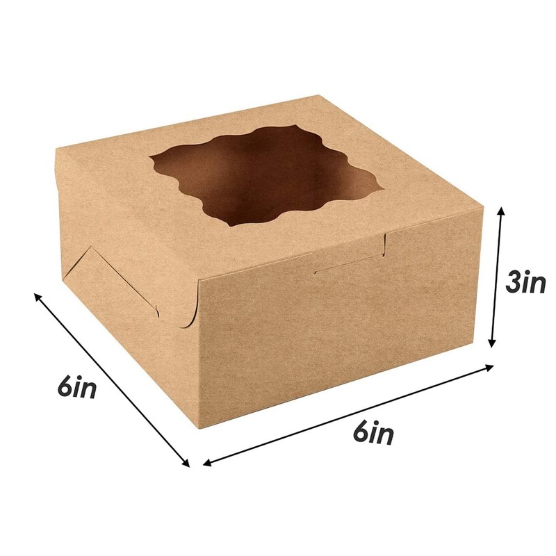 6x6x3-Small- Bakery-Boxes-with-Window-Brown-Cookie-Boxes-Kraft-Treat-Boxes-Ch... gallery